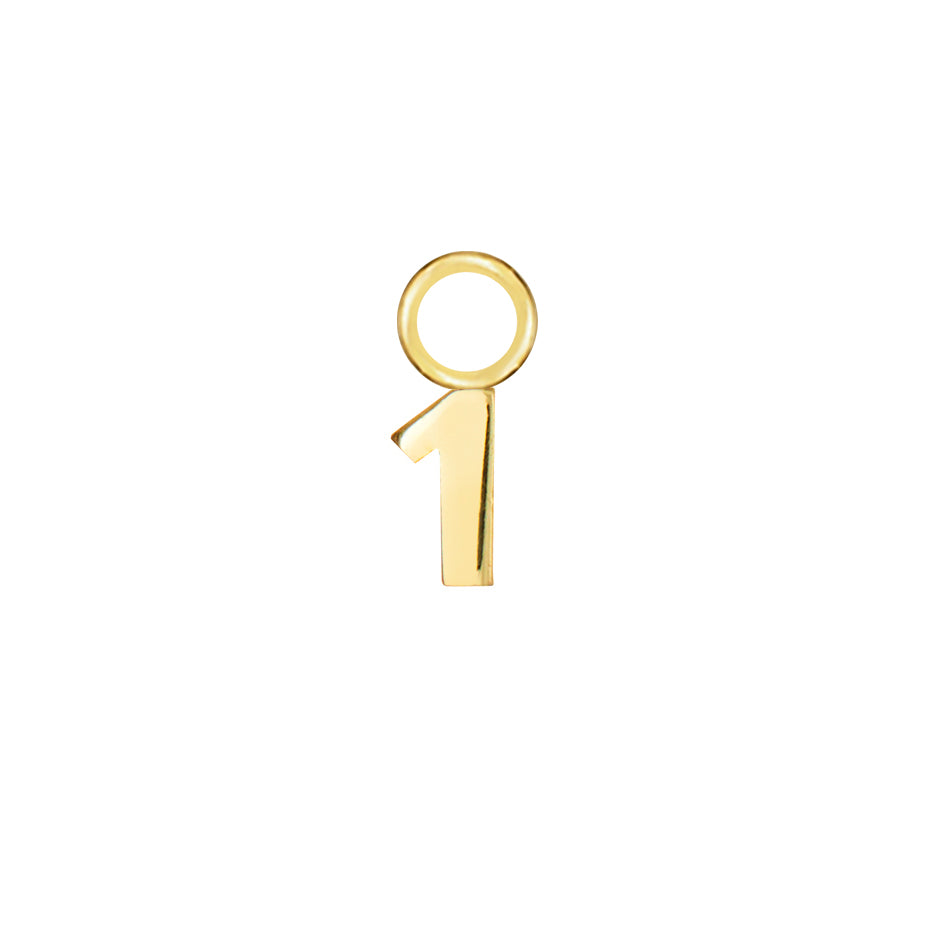 Number Gold Single Hoop Charm