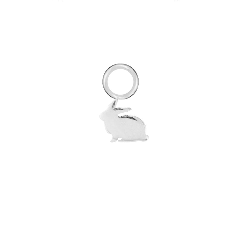 Rabbit Silver Single Hoop Charm