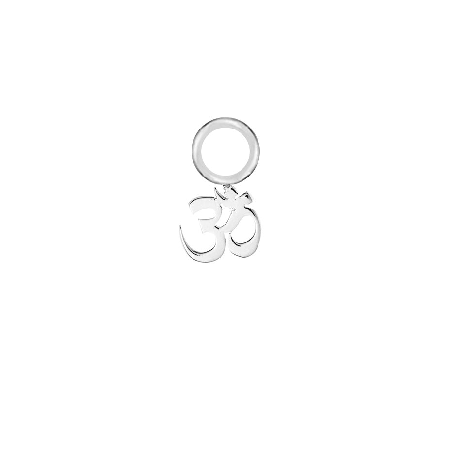 Om Silver Single Hoop Charm