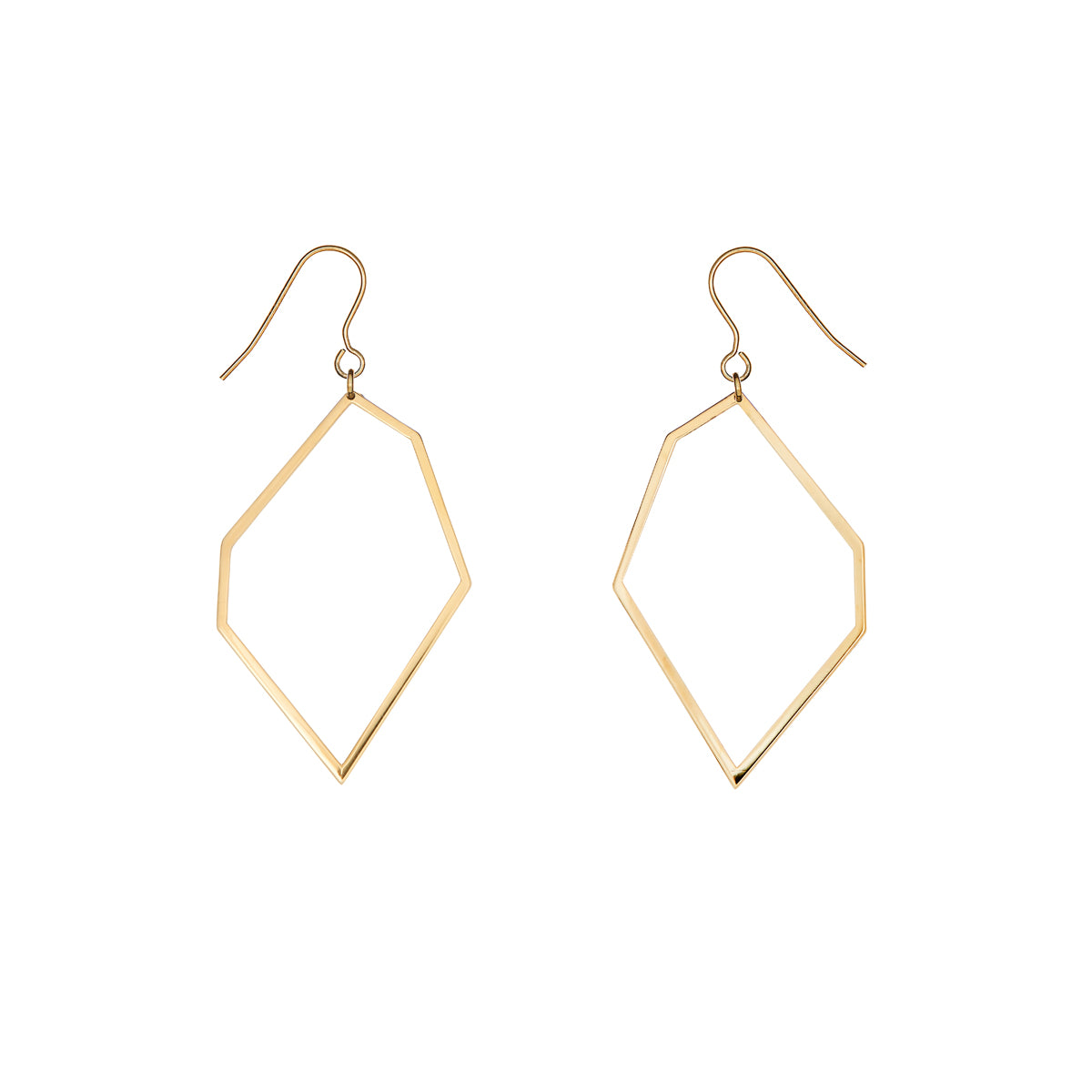 Hexagon Frame Brass Earrings