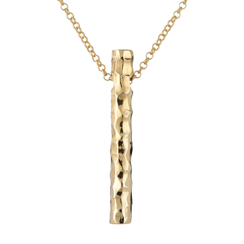 Hammered gold bar on sale necklace