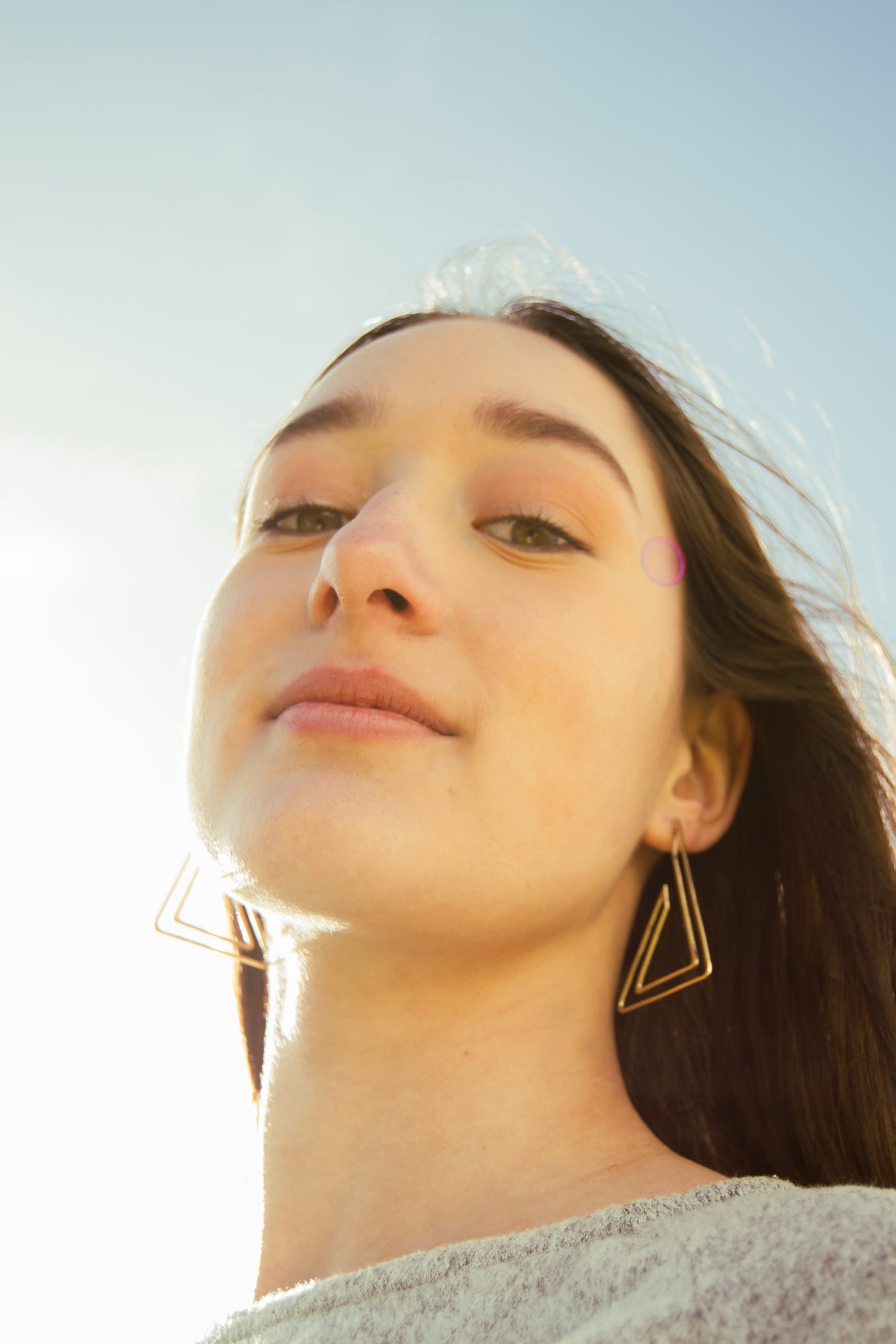 Triangle Frame Brass Hoops
