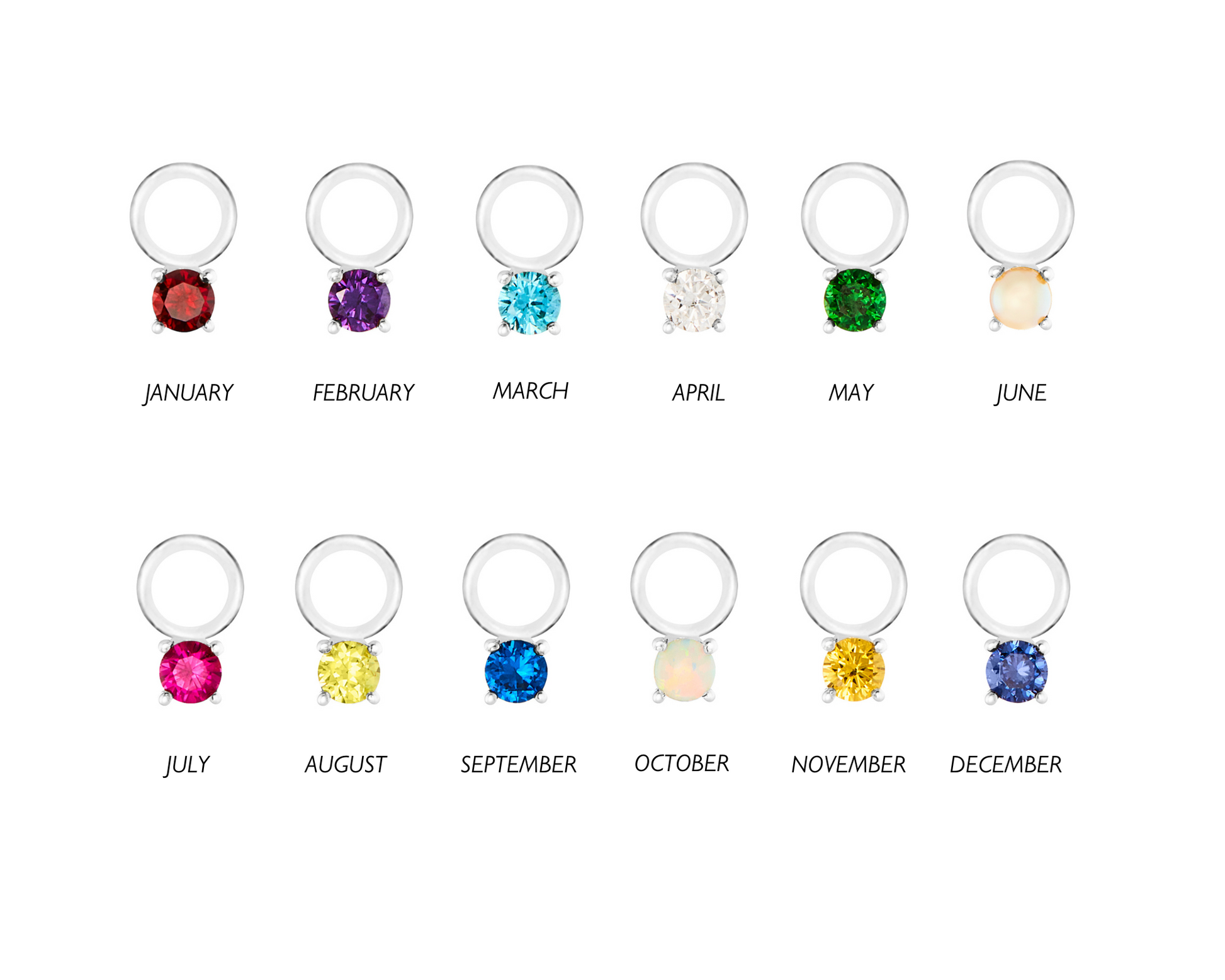 Birthstone Silver Single Hoop Charm