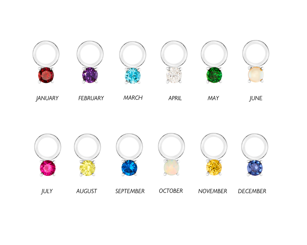 Birthstone Silver Single Hoop Charm