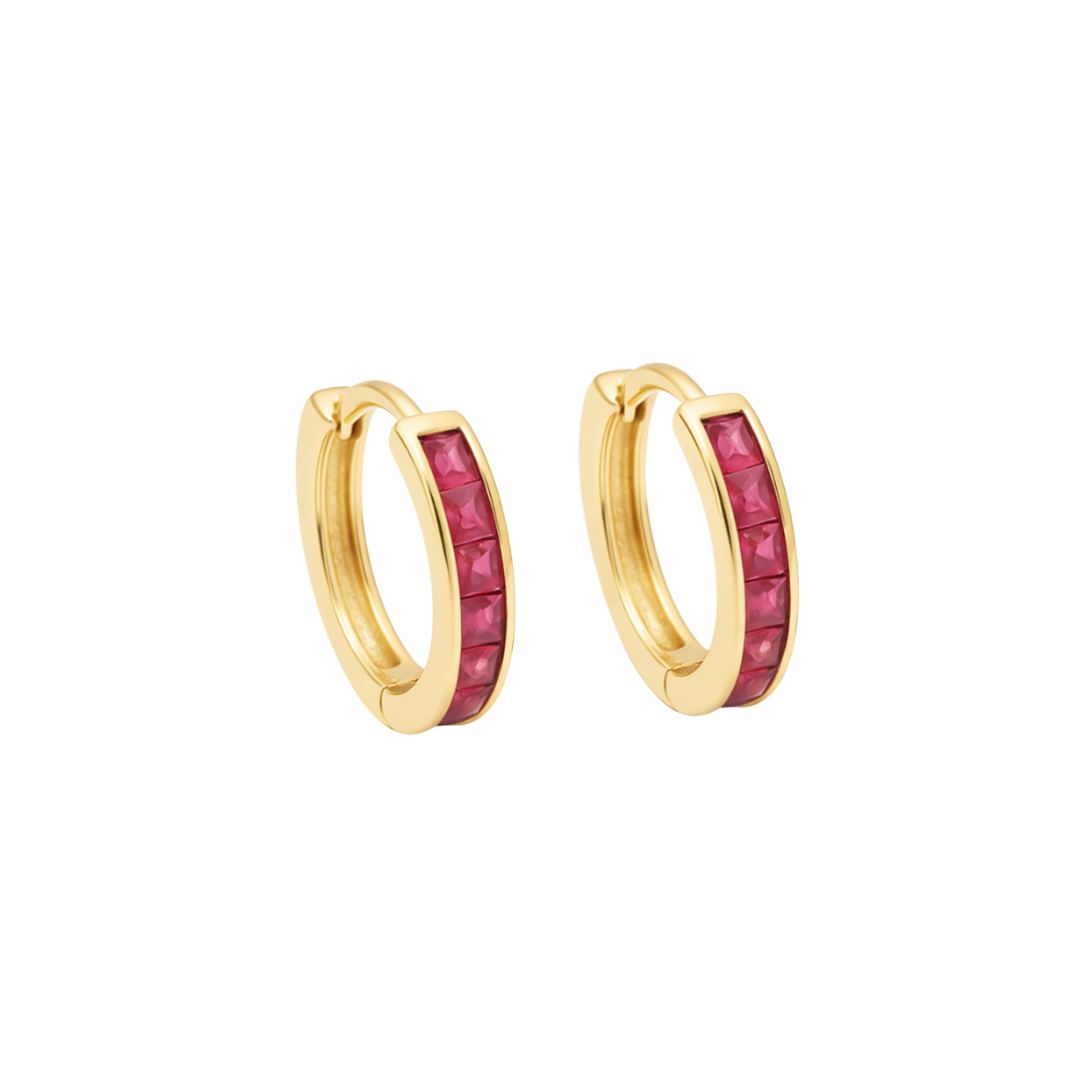 Pomegranate Tile Gold Plated Hoops