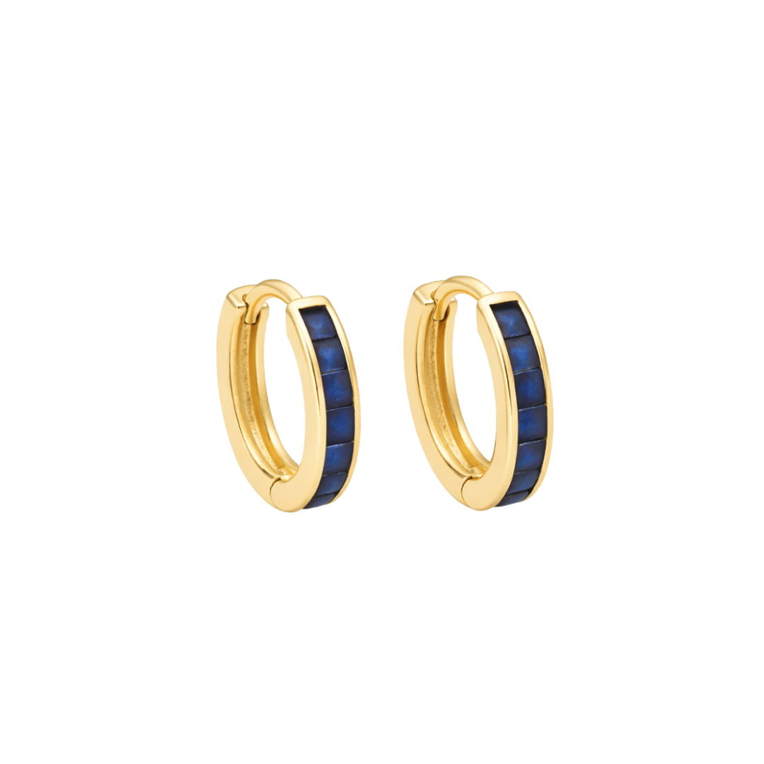Cobalt Tile Gold Plated Hoops