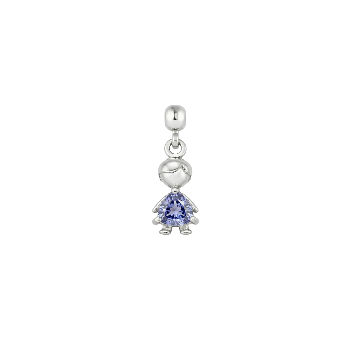 Boy Birthstone Silver Charm
