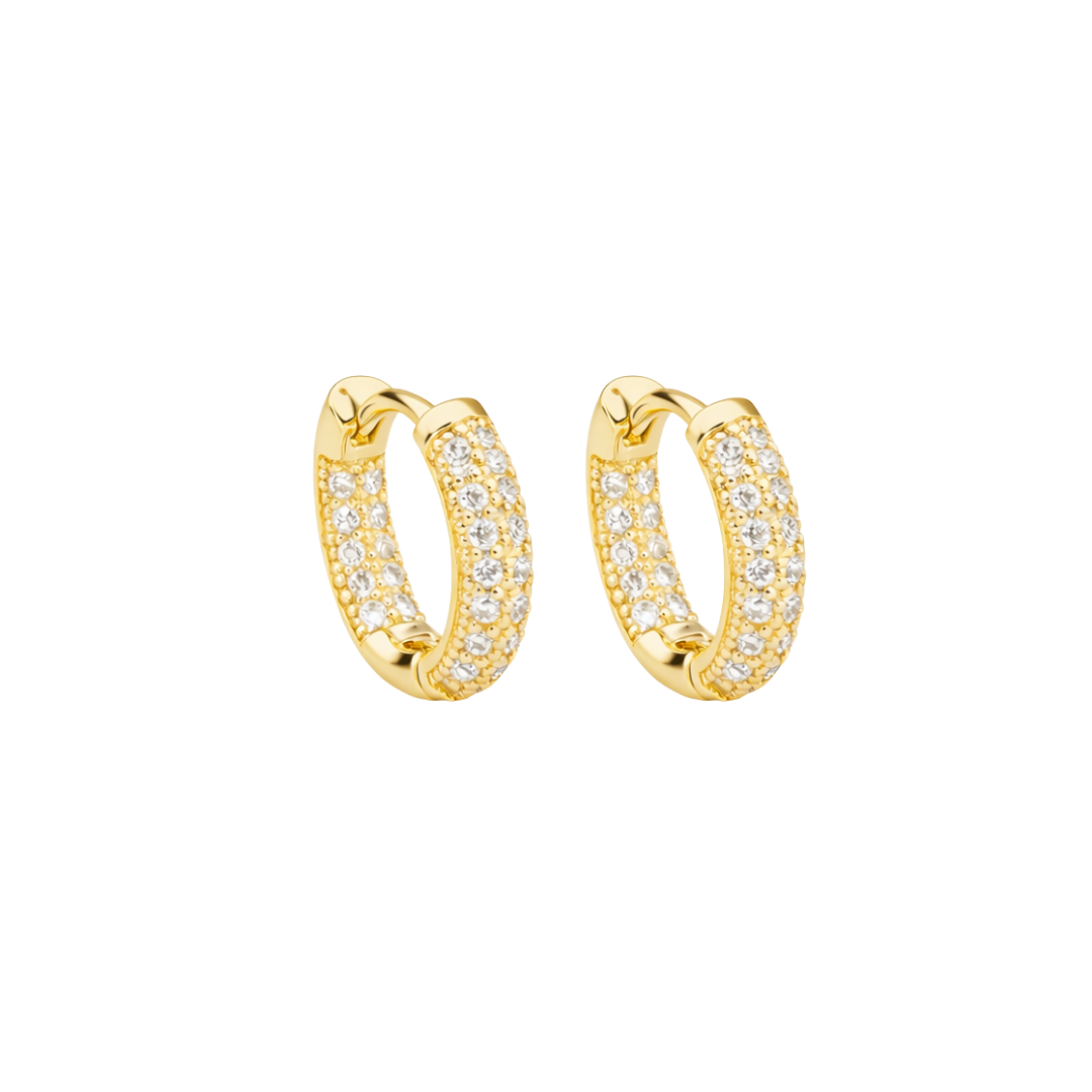Halo Pavé Gold Plated Hoops