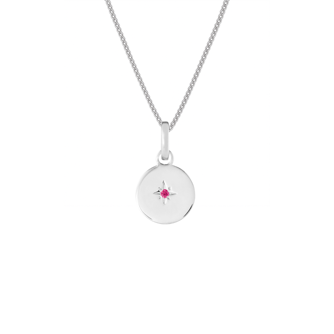 Birthstone Disk Silver Clip Charm