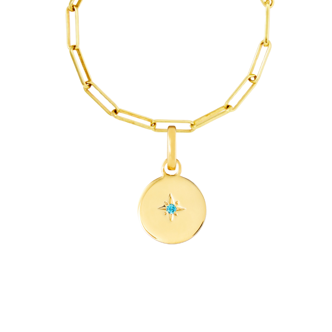 Birthstone Disk Gold Plated Clip Charm