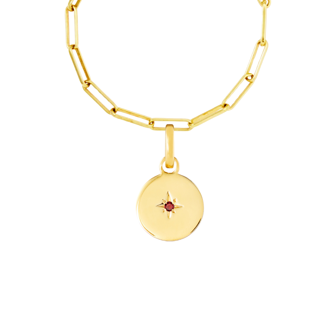 Birthstone Disk Gold Plated Clip Charm