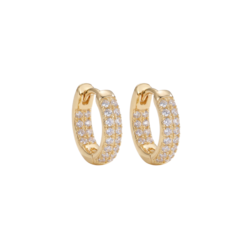 Halo Pavé Gold Plated Hoops