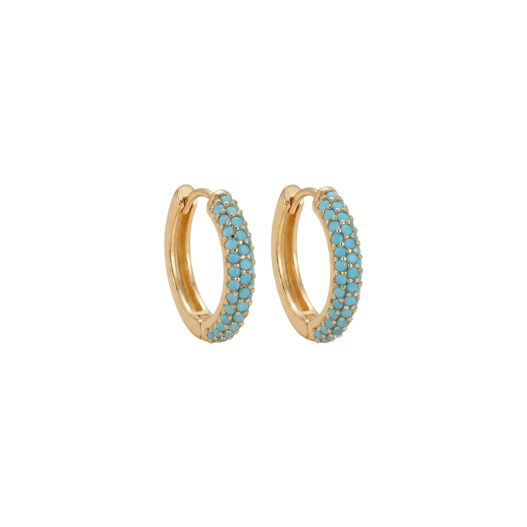 Turquoise Gold Plated Hoops