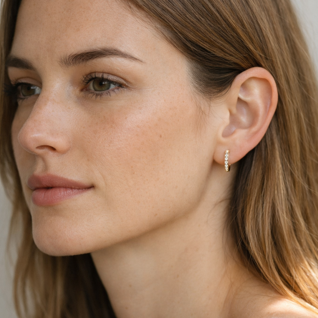 Small Pavé Gold Plated Hoops