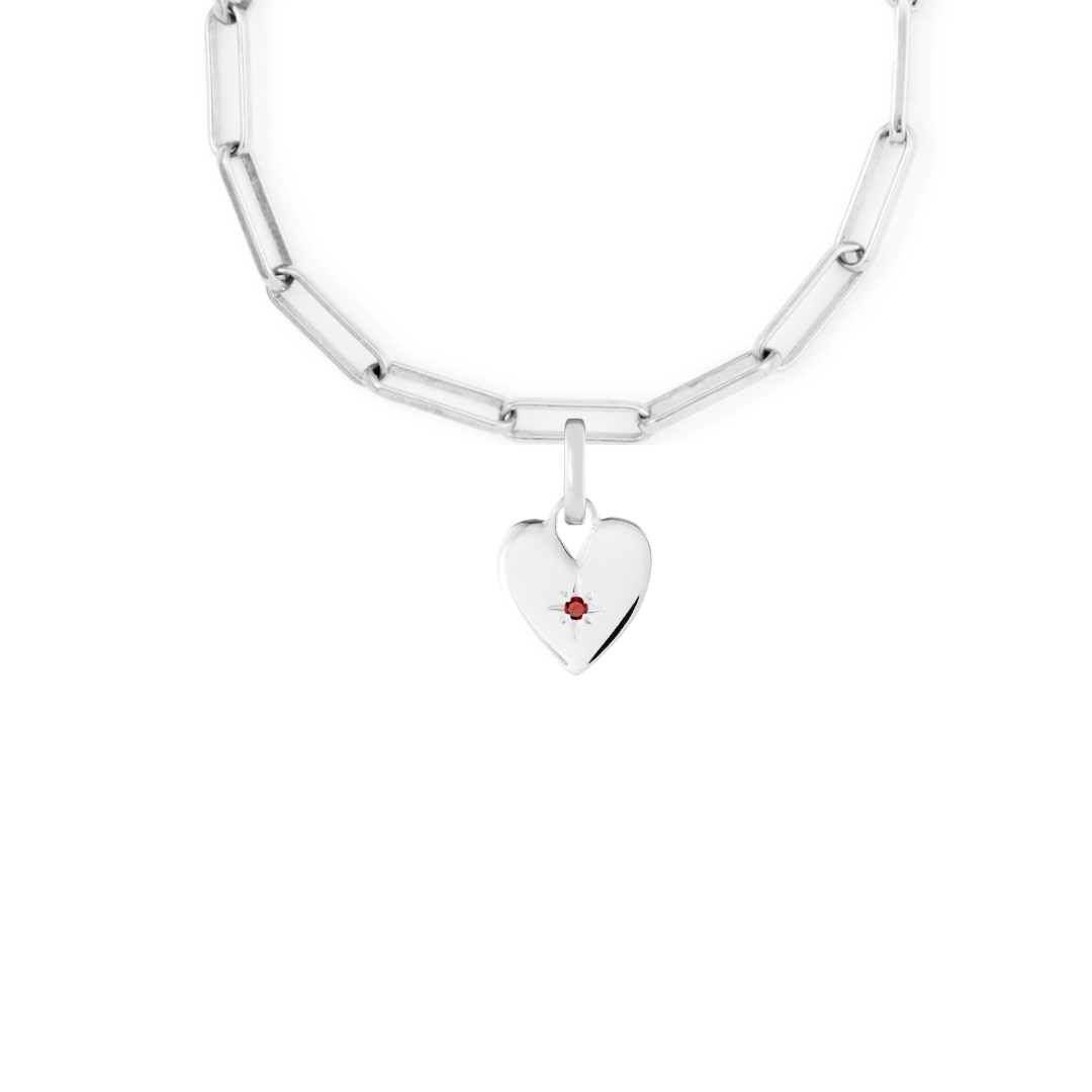 Birthstone Heart Silver Clip Charm