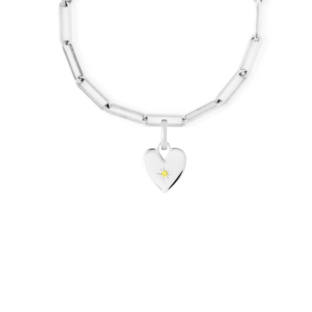 Birthstone Heart Silver Clip Charm