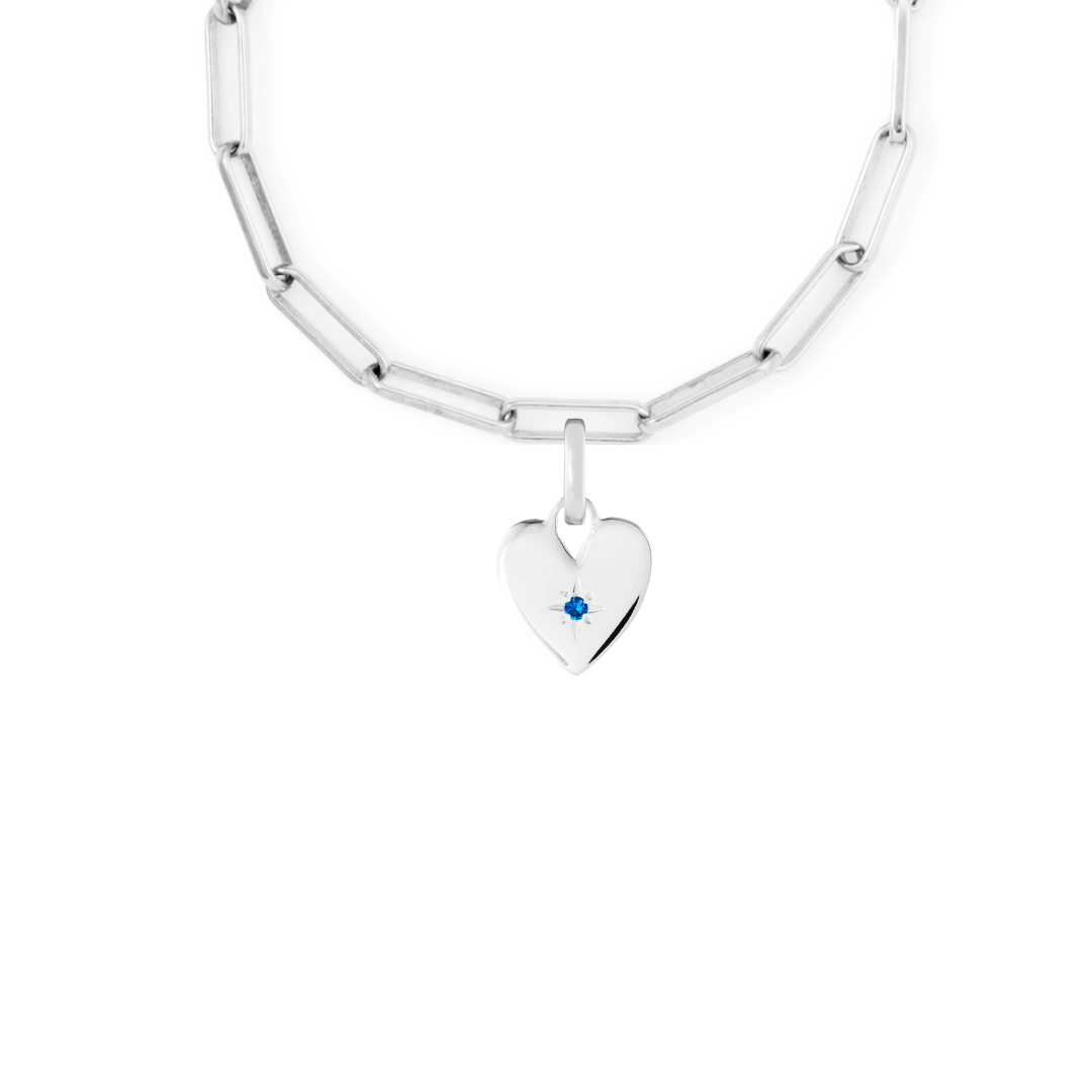 Birthstone Heart Silver Clip Charm