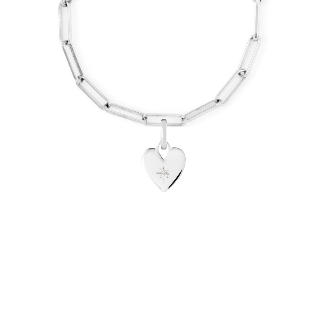 Birthstone Heart Silver Clip Charm