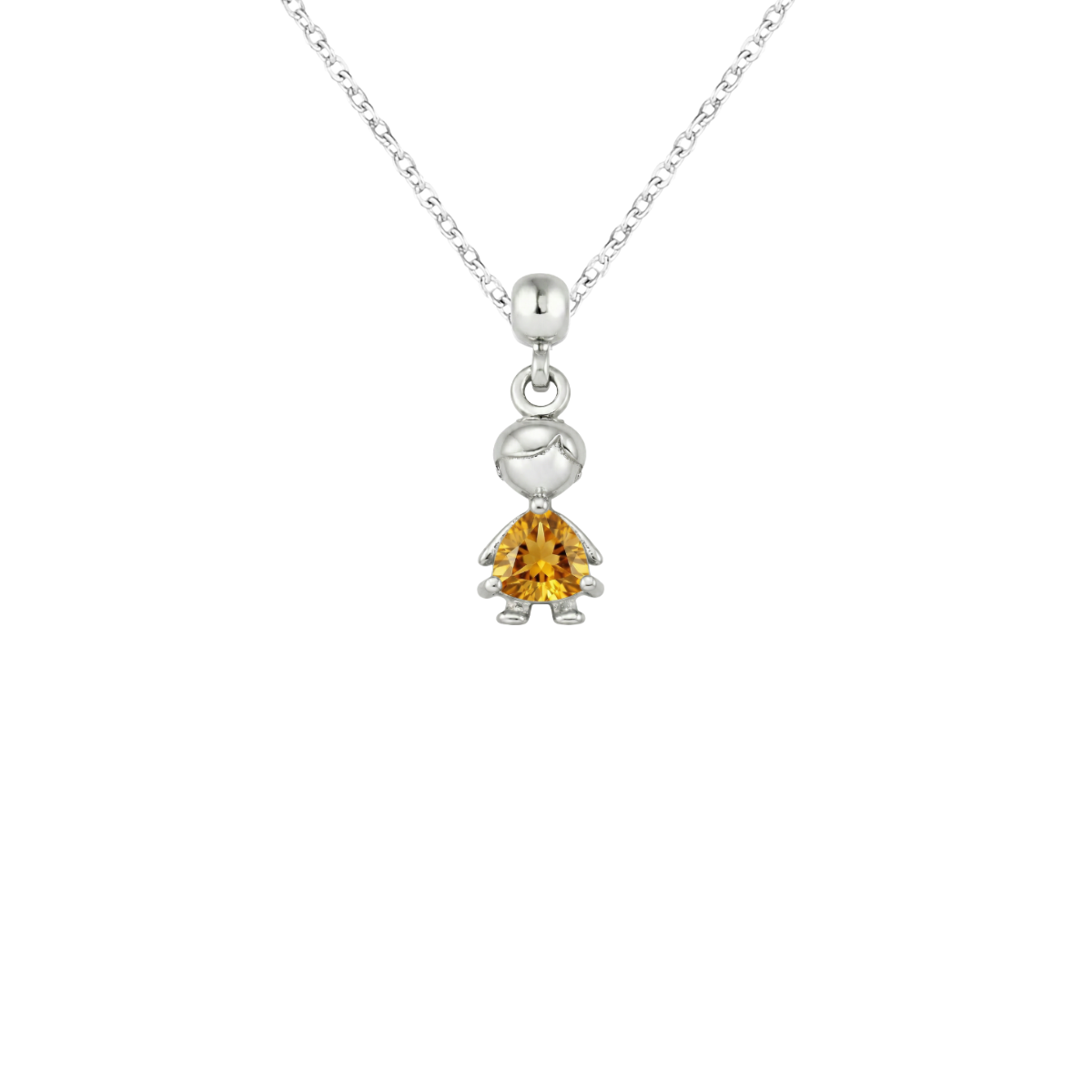 Boy Birthstone Silver Charm