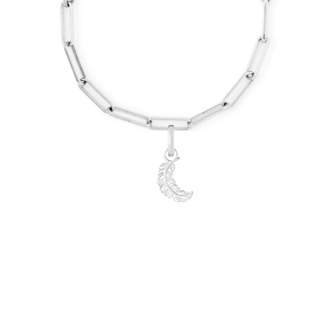 Feather Silver Clip Charm