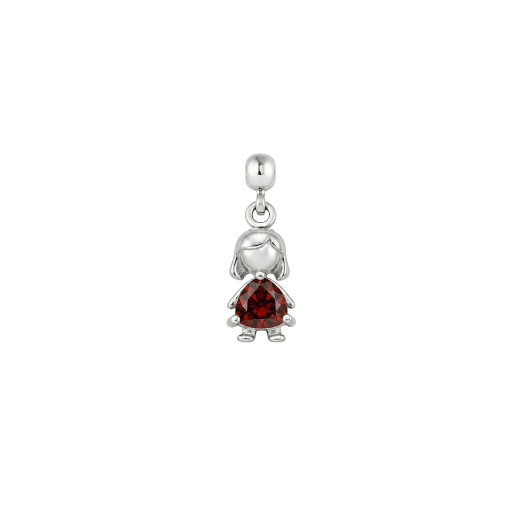 Girl Birthstone Silver Charm