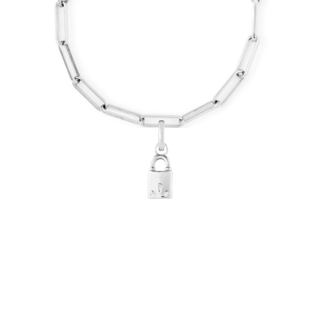 Lock Silver Clip Charm