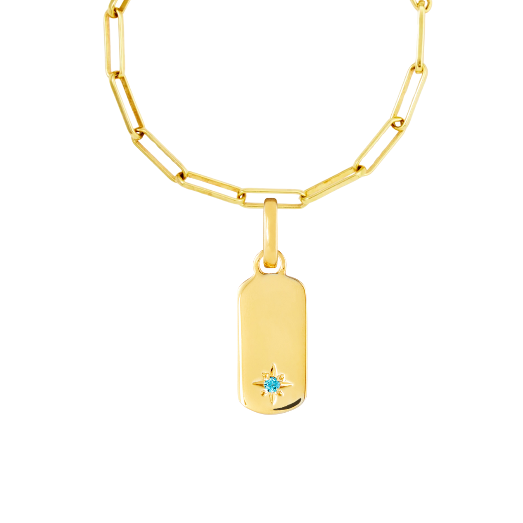 Birthstone Tag Gold Plated Clip Charms