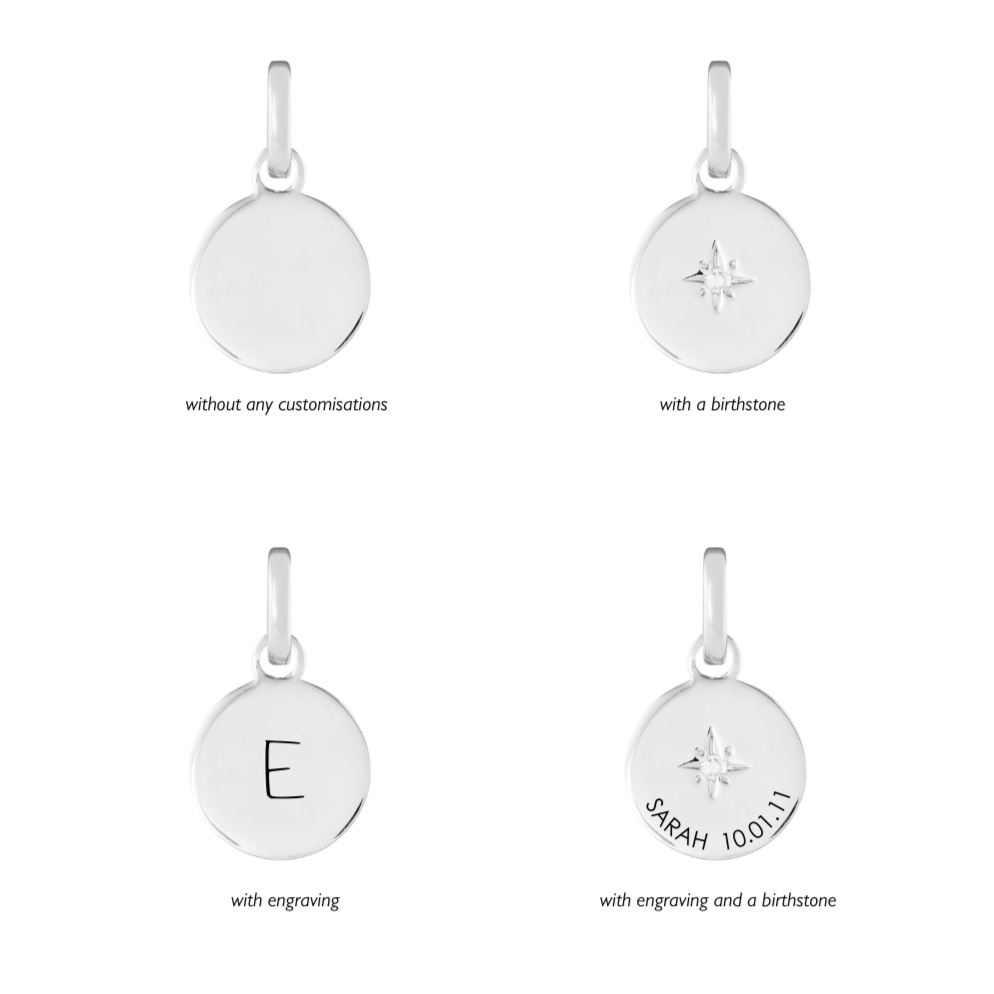 Personalised Disk Silver Clip Charm