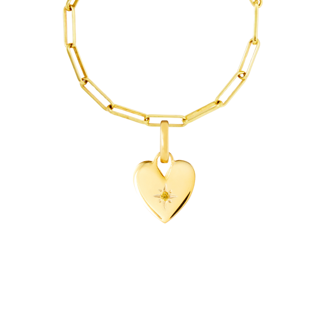Birthstone Heart Gold Plated Clip Charm