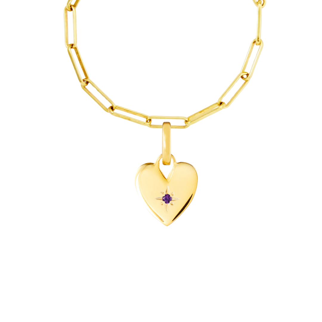 Birthstone Heart Gold Plated Clip Charm