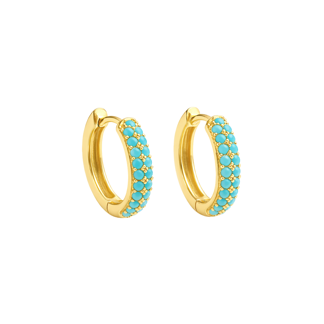 Turquoise Gold Plated Hoops