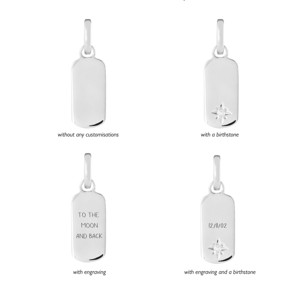 Personalised Tag Silver Clip Charm