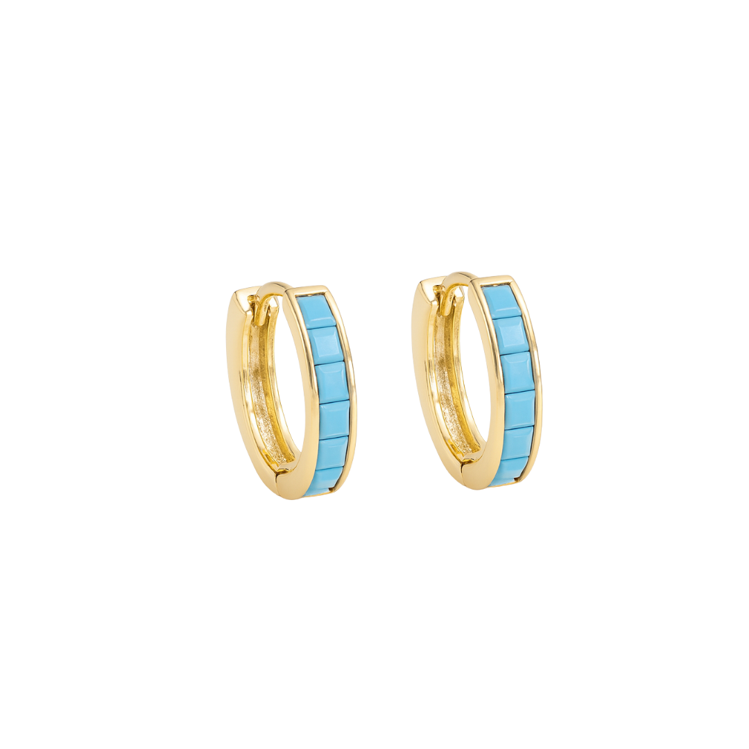 Azure Tile Gold Plated Hoops