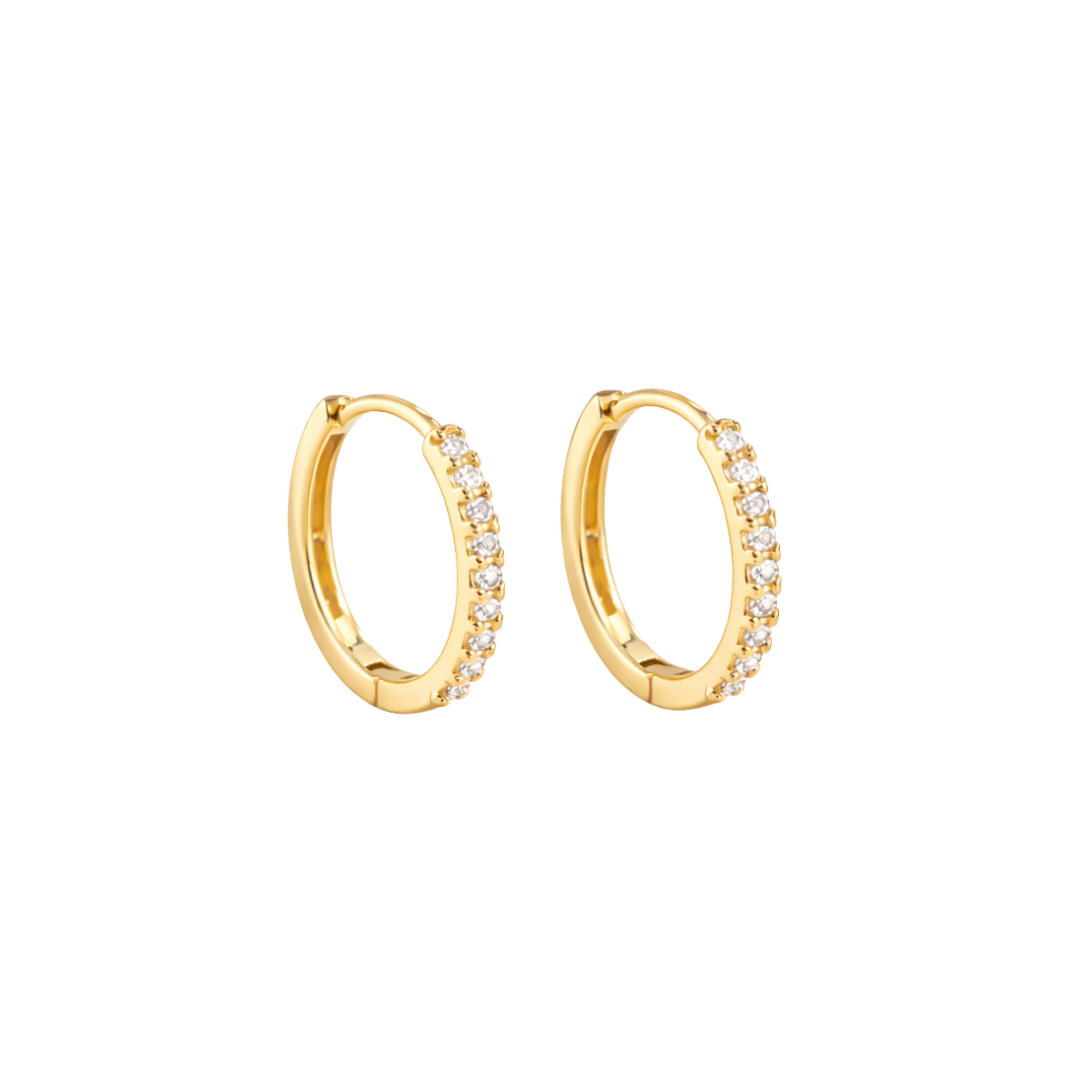 Small Pavé Gold Plated Hoops