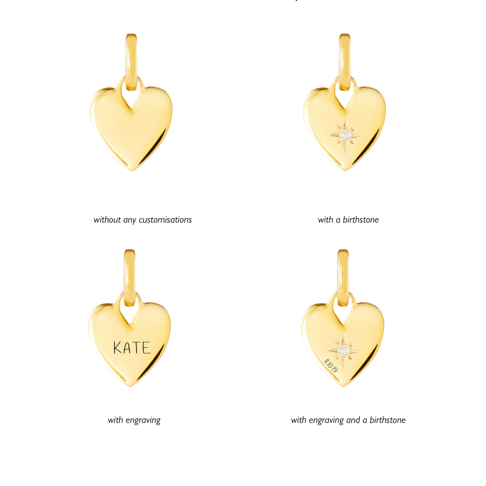Birthstone Heart Gold Plated Clip Charm