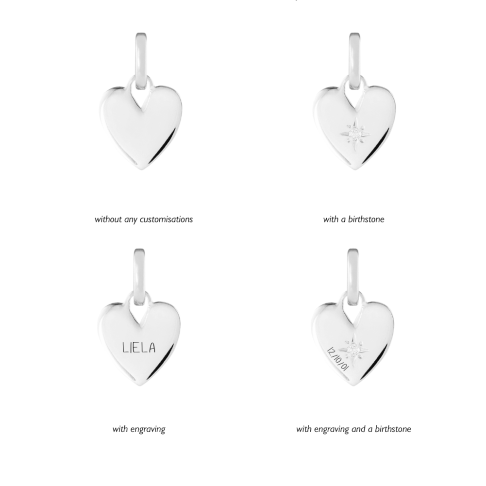 Personalised Heart Silver Clip Charm