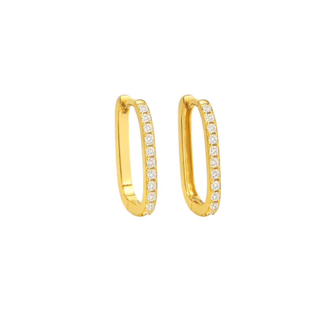 Pavé Gold Plated Bar Hoops