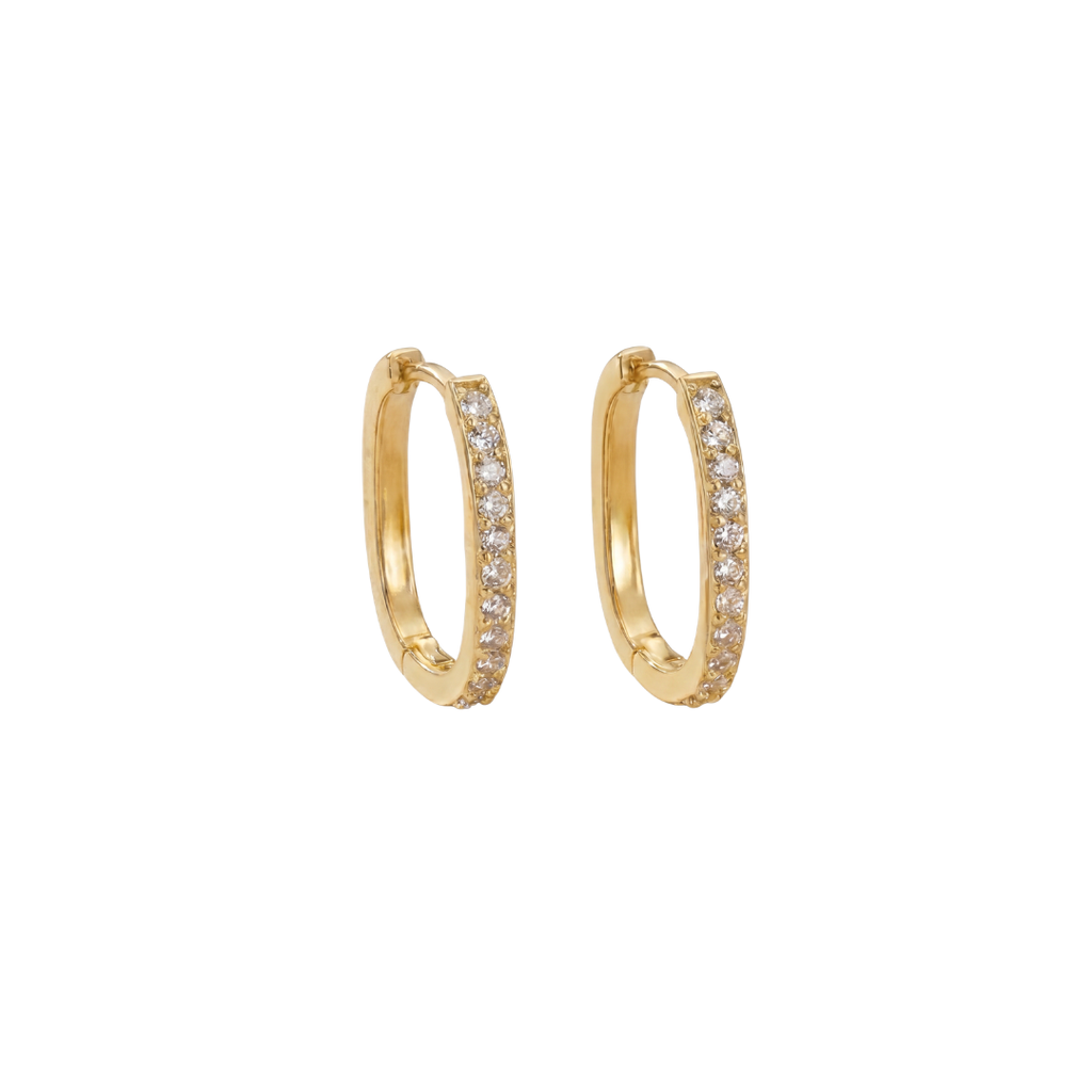 Pavé Gold Plated Bar Hoops