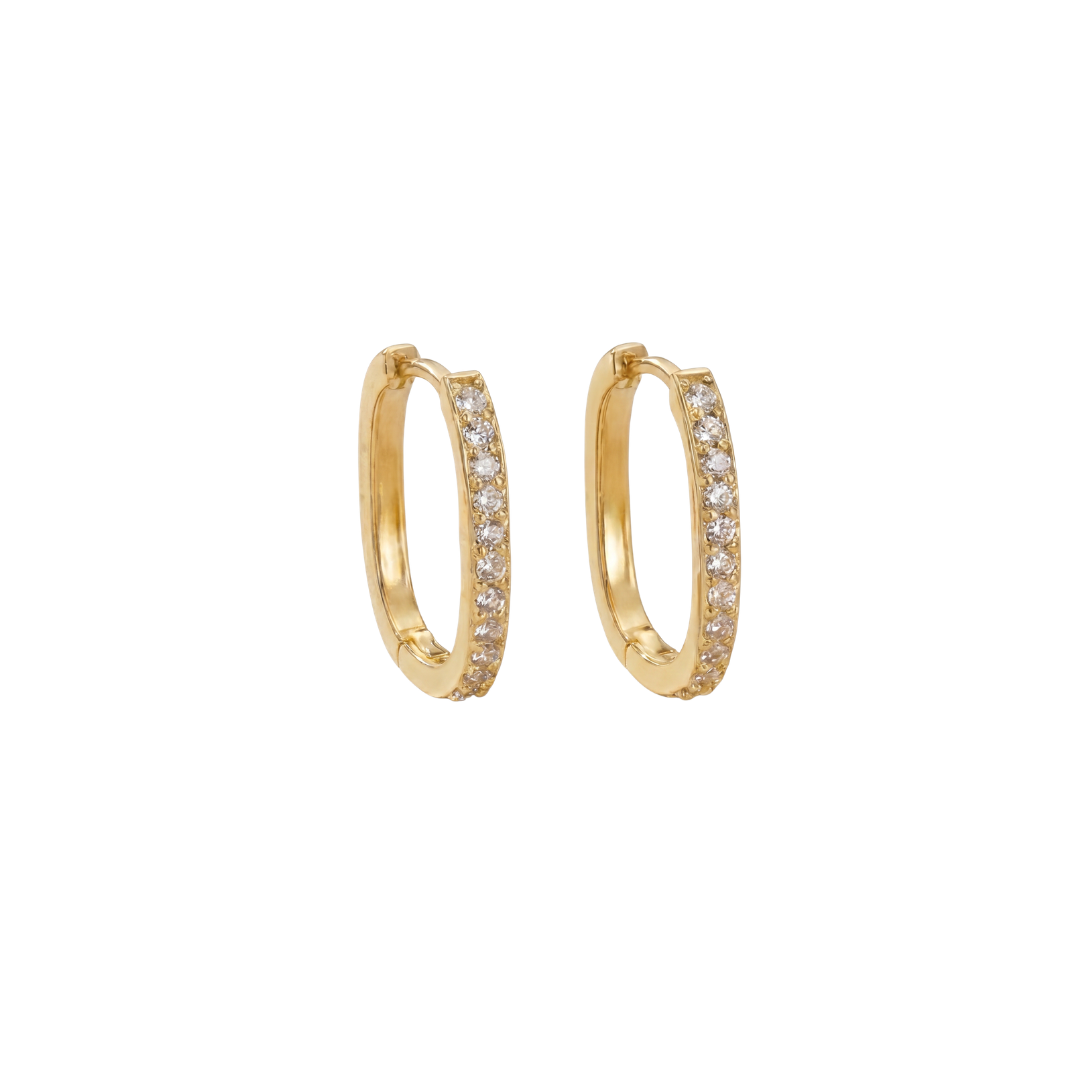Pavé Gold Plated Bar Hoops