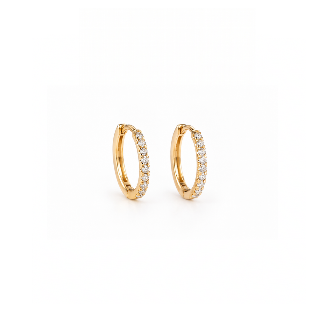 Small Pavé Gold Plated Hoops