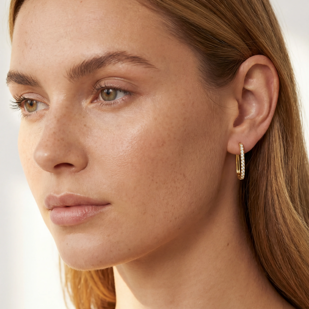 Pavé Gold Plated Bar Hoops