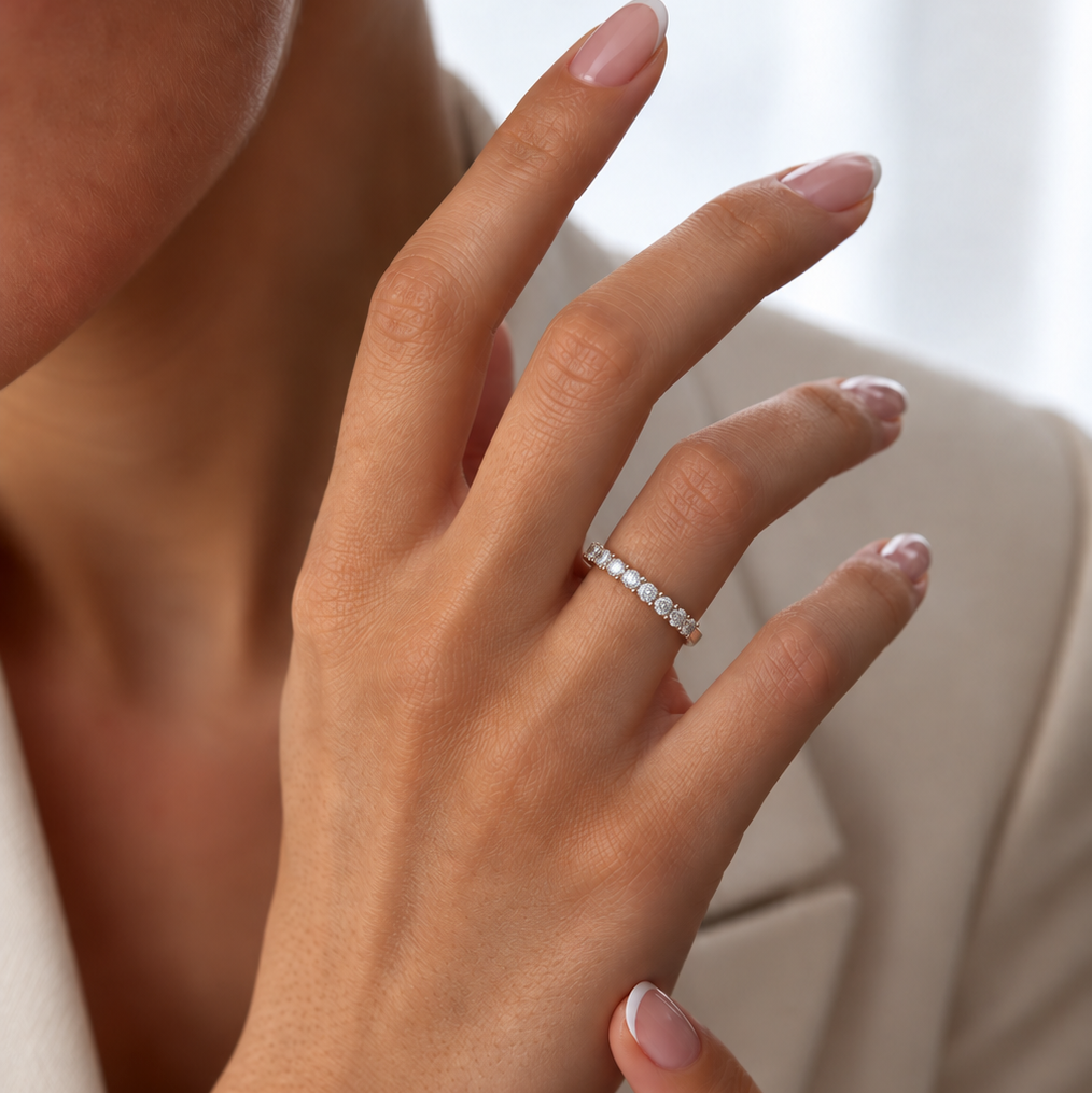 Half Eternity Moissanite Engagement Ring