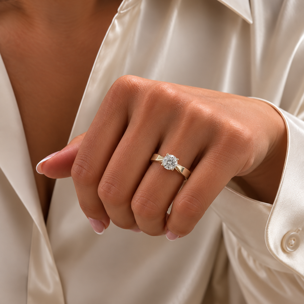 Twist Setting Moissanite Engagement Ring