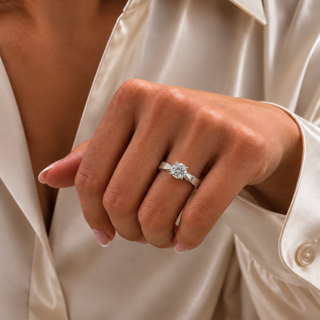 Twist Setting Moissanite Engagement Ring