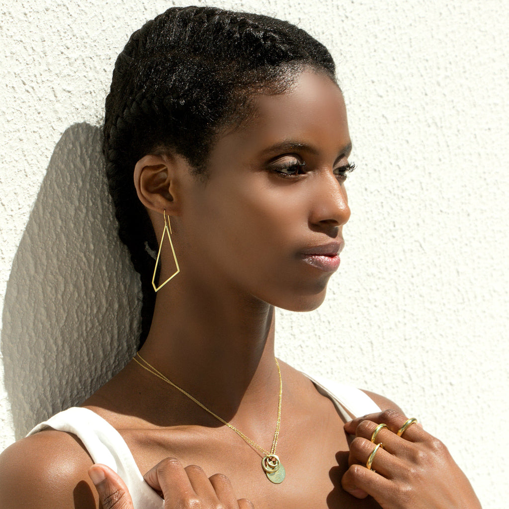Angular Frame Brass Earrings