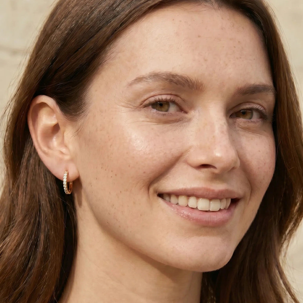 Small Pavé Gold Plated Hoops