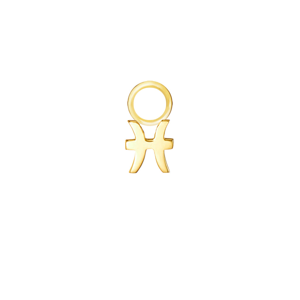 Pisces Gold Single Hoop Charm