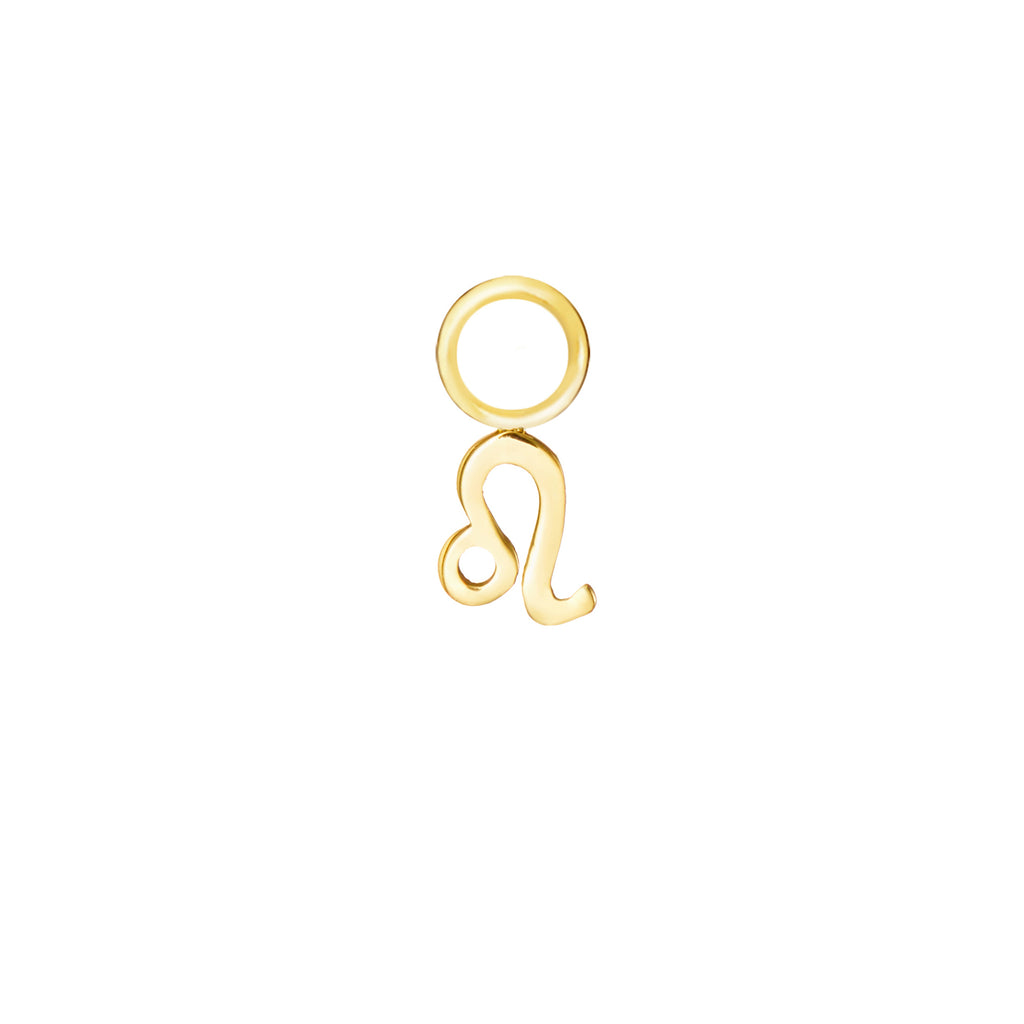 Leo Gold Single Hoop Charm