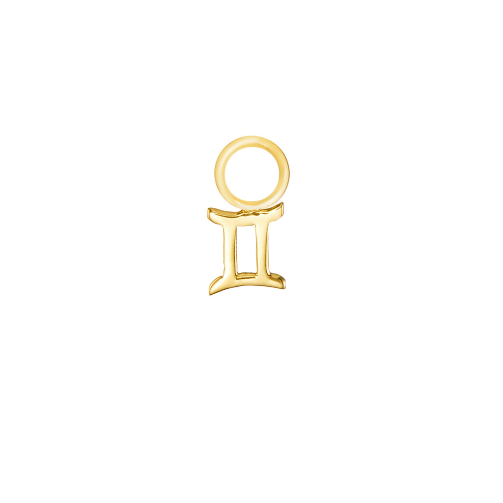 Gemini Gold Single Hoop Charm