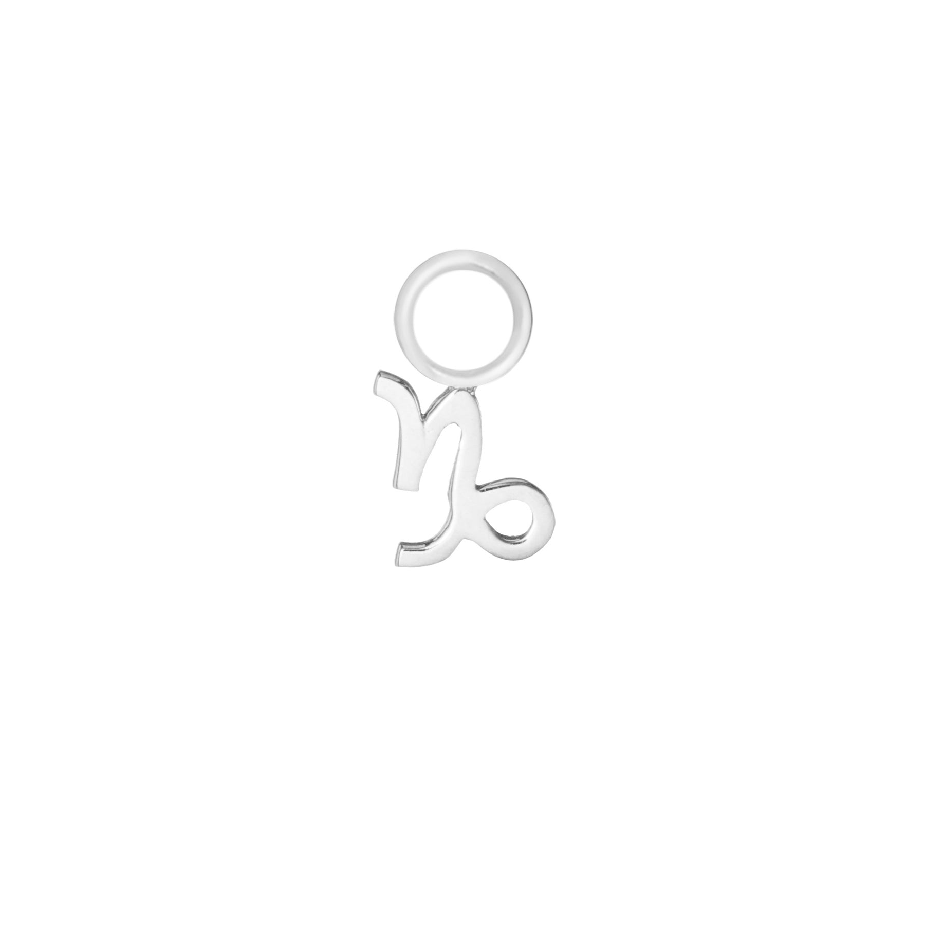 Capricorn Silver Single Hoop Charm
